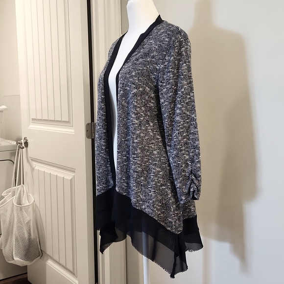 AB Studio Cardigan Navy Blue and White Size Lg - Picture 4 of 8